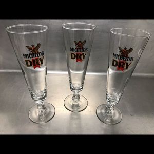 Lot of 3 Vintage Michelob Dry Pilsner Glasses
